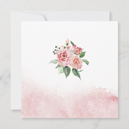 花咲く春のバラ ブライダルシャワー 水彩 ペオニー 招待状 (裏面)