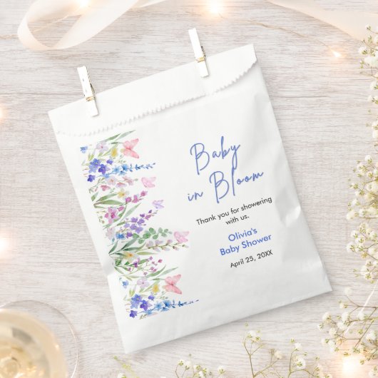 花咲く春のベイビーシャワー Bloom フェイバーバッグ (クリップ留めされた状態)