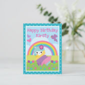 花咲く春の虹色ラマ & 虹色の誕生日 ポストカード (スタンド正面)
