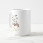 花咲く本。想像力を花開かせよう コーヒーマグカップ (正面左)