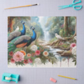 花咲く森の優雅なクジャク 薄葉紙 (クラフト)