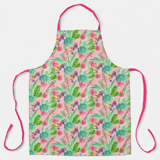 花咲く水彩多汁の模様 エプロン (正面)