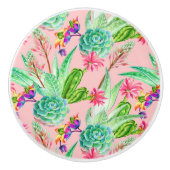 花咲く水彩多汁の模様 セラミックノブ (正面)