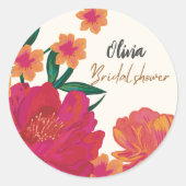 花咲く花嫁のブライダルシャワーテーブルデコレーション ラウンドシール (正面)