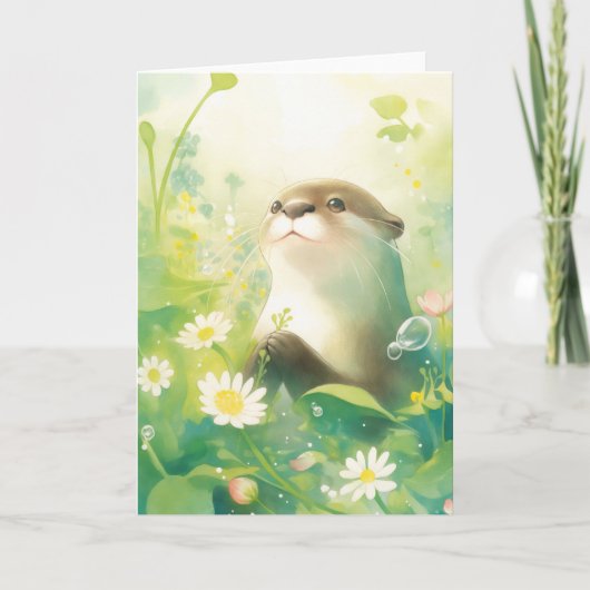 花咲く草原のカワウソ カード (正面)