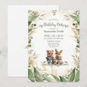 花咲く誕生日パーティー 誕生日カード 招待状 (正面/裏面)