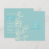花咲く/スワールリーフ/青 招待状 (正面/裏面)