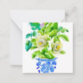 花囲い付き水色の陳腐な花瓶 ノートカード (正面)