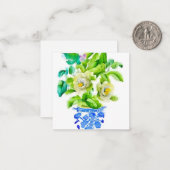 花囲い付き水色の陳腐な花瓶 ノートカード (正面/裏面インサイチュ)