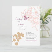 花図解入りの、写真付きのと蝶庭園の結婚式 招待状 (スタンド正面)