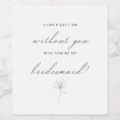 花図解入りの、写真付きのは私の花嫁介添人 ワインラベル (シングルラベル)