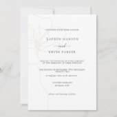 花図解入りの、写真付きのシンプルクラシック結婚ズ 招待状 (正面)