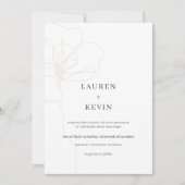 花図解入りの、写真付きのシンプルクラシック結婚ズ 招待状 (正面)