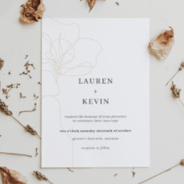 花図解入りの、写真付きのシンプルクラシック結婚ズ 招待状