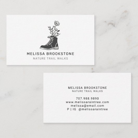 花図解入りの、写真付きの付きハイキングブーツ 名刺 (正面/裏面)