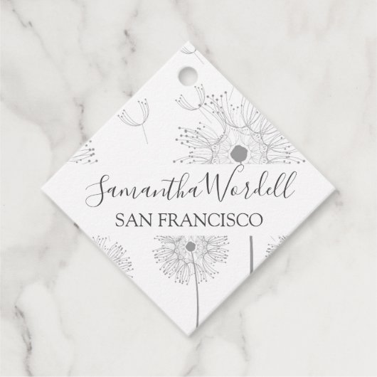 花図解入りの、写真付きの フェイバータグ (正面)