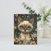 花園でかわいいシャム猫お洒落- ポストカード (スタンド正面)