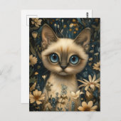 花園でかわいいシャム猫お洒落- ポストカード (正面/裏面)