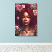 花園で美しい黒人女性 キャンバスプリント (インサイチュ (ウッドフロア))