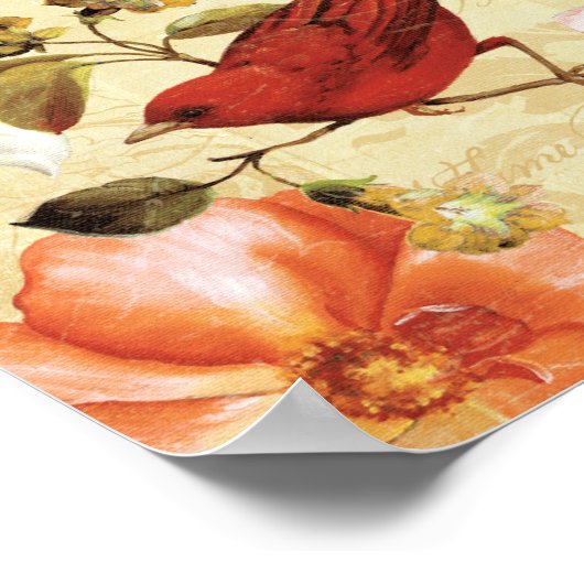 花園で赤い鳥 ポスター (角)