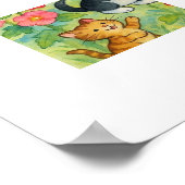 花園で遊ぶ田舎の猫たち ポスター (角)