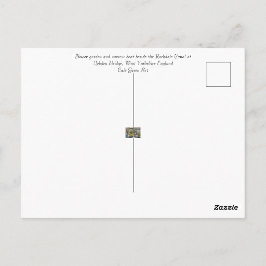 花園と細いボート ポストカード (裏面)
