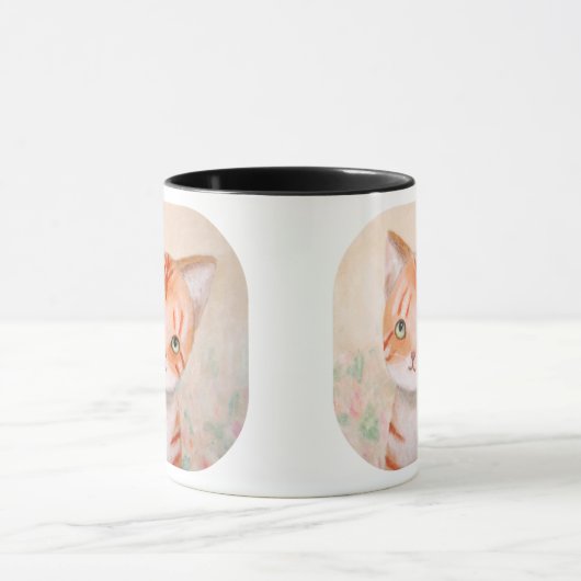 花園のかわいくシックなパステルのオレンジ虎猫猫 マグカップ (中央)