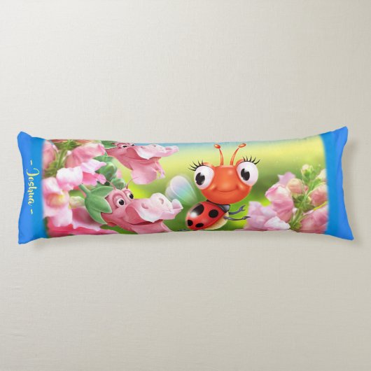 花園のてんとう虫。 青く巨大なカスタム ボディピロー (裏面)
