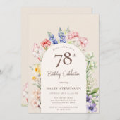 花園のアーチを飾る ウィームジカルベージュ 78歳の誕生日 招待状 (正面/裏面)