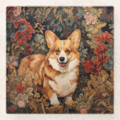 花園のウェルシュコーギービクトリアンを壊した ガラスコースター (正面)