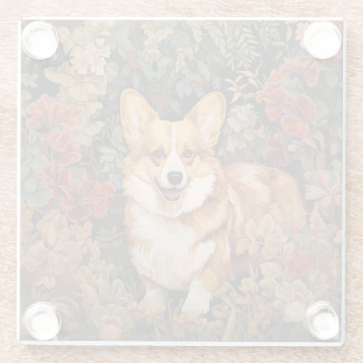 花園のウェルシュコーギービクトリアンを壊した ガラスコースター (裏面)