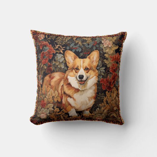 花園のウェルシュコーギービクトリアンを壊した クッション (正面)