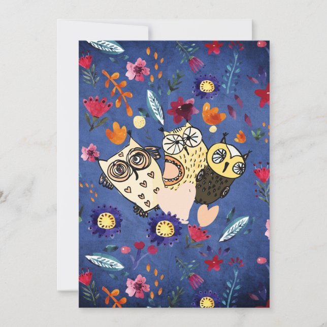 花園のハッピーバードフクロウ動物一家 (正面)