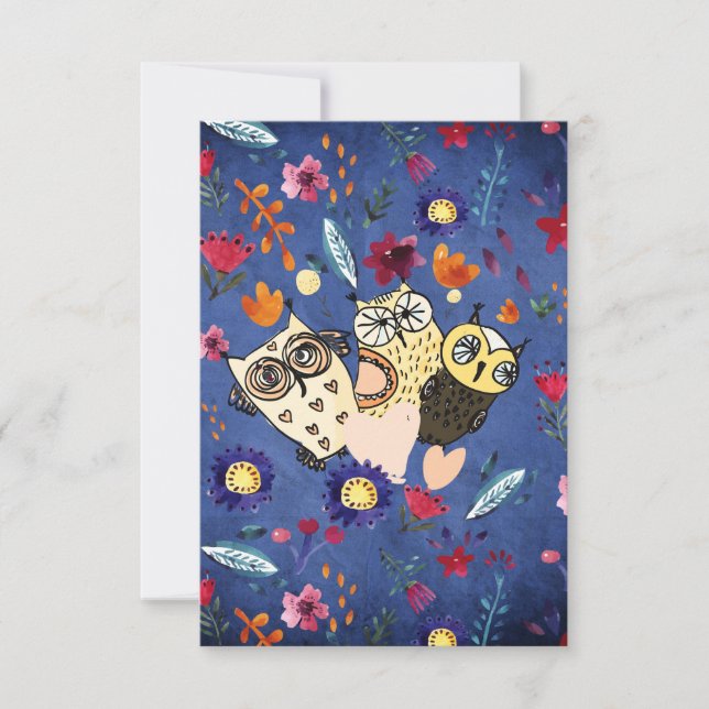 花園のハッピーバードフクロウ動物一家 (正面)