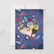 花園のハッピーバードフクロウ動物一家