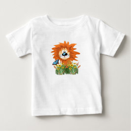 花園の可愛いライオンの漫画、 ベビーTシャツ