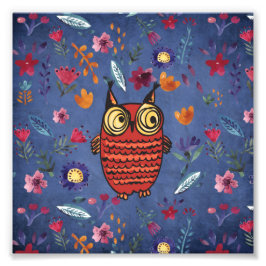 花園の名鳥フクロウ フォトプリント           