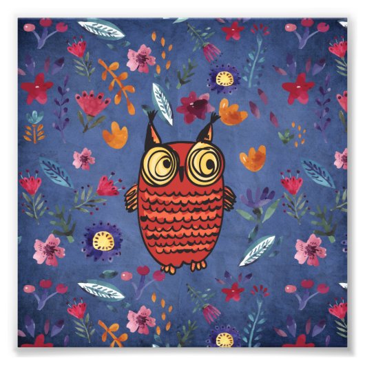 花園の名鳥フクロウ フォトプリント            (正面)