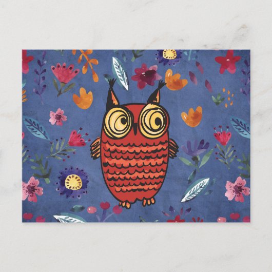 花園の名鳥フクロウ ポストカード (正面)