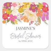 花園の夏のブライダルシャワー スクエアシール (正面)