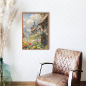 花園の女の子と農村の生活水色 | ポスター