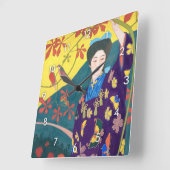 花園の女性・橋口五夜 スクエア壁時計 (傾斜)