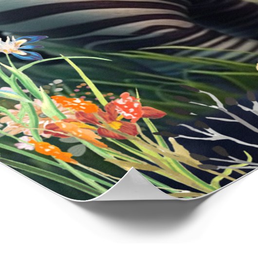 花園の子ジラフのキュートなアートポスター ポスター (角)