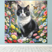 花園の子猫 キャンバスプリント (インサイチュ (ウッドフロア))