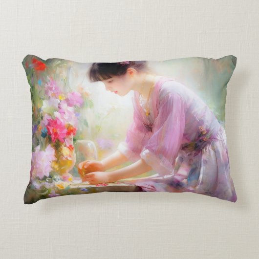 花園の少女 アクセントクッション (正面)