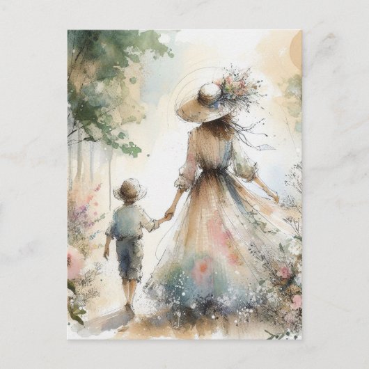 花園の母と子 母の日 ポストカード (正面)