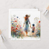花園の母の日のカード　女性と子供 カード (正面/裏面インサイチュ)