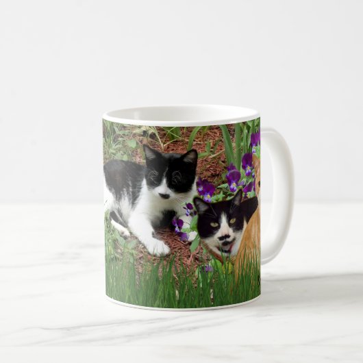 花園の猫/フォトコラージコーヒー コーヒーマグカップ (正面右)