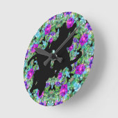 花園の花で遊んでいる猫 ラウンド壁時計 (傾斜)