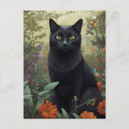花園はがき入り黒猫 ポストカード